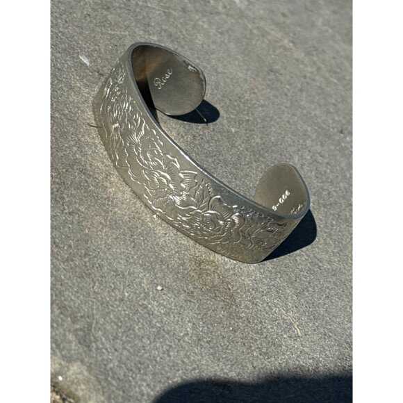 Kirk Stieff Pewter Floral Engraved Etched Vintage Cuff Bracelet 900- 6 - Picture 2 of 6